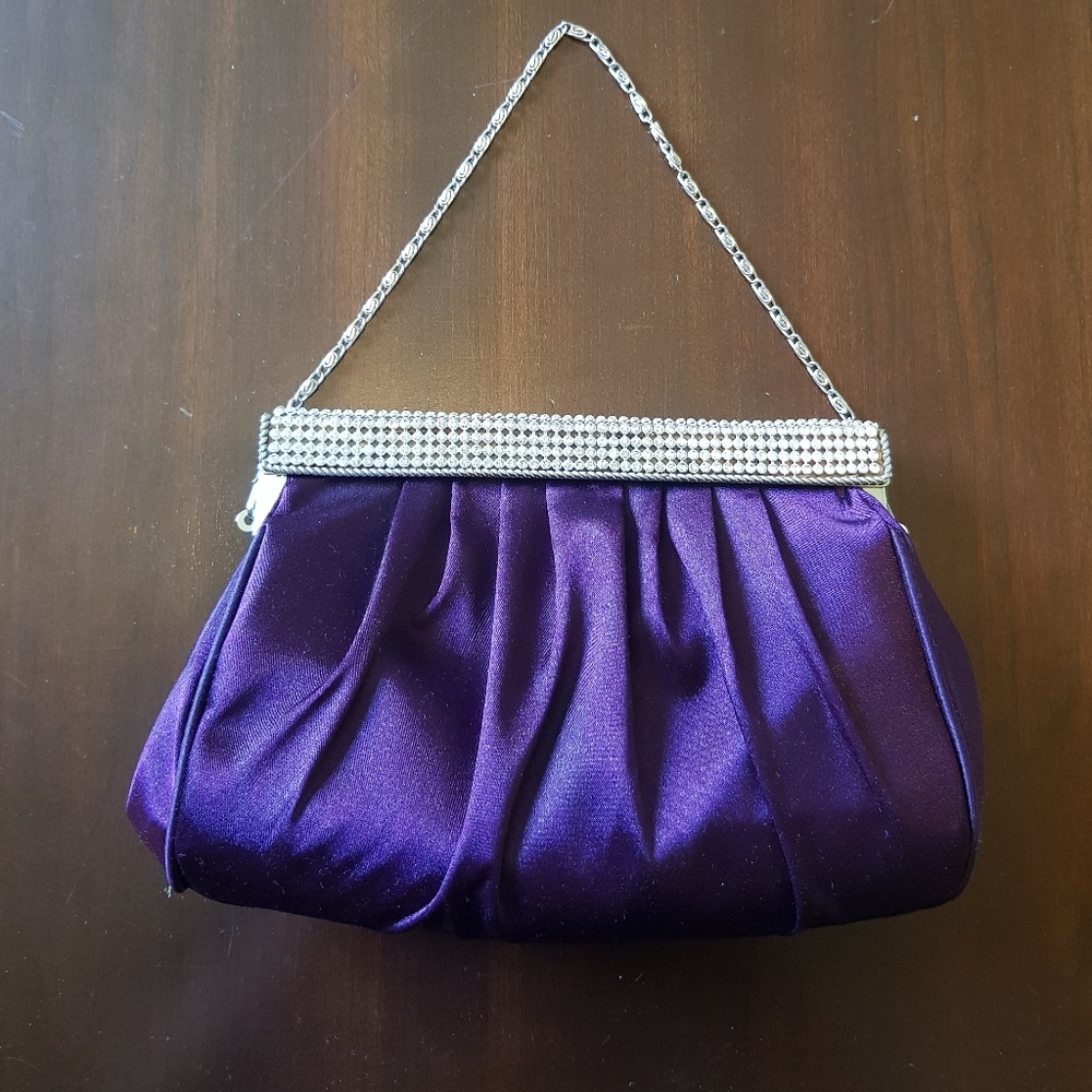 Laura Satin Purple Evening Bag